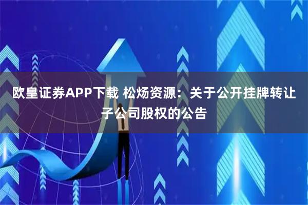欧皇证券APP下载 松炀资源:关于公开挂牌转让子公司股权的公告